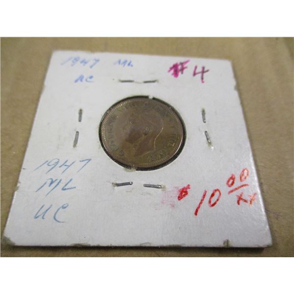 1947 MAPLE LEAF UNCIRCULATED CANADA PENNY (SCARCE GRADE)