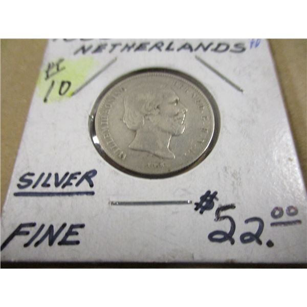1863 NETHERLANDS SILVER HALF GUILDER