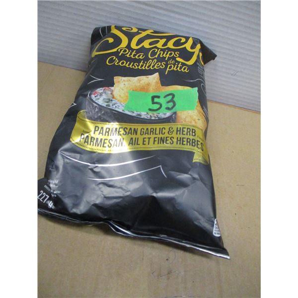 SHELF PULLS (AS IS):  STACY GARLIC & HERB PITA CHIPS - BAG