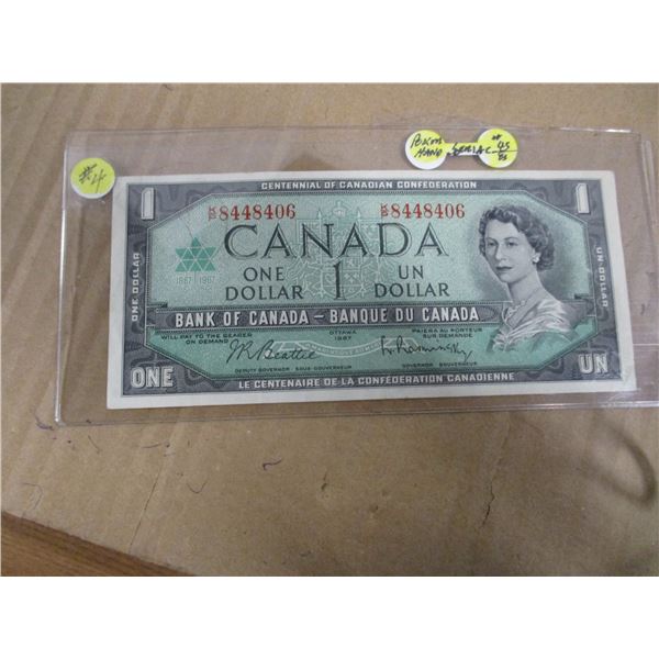 1967 CENTENNIAL POKER HAND SERIAL NUMBER $1 BILL