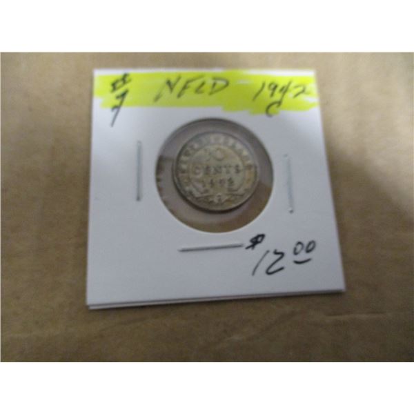 1942C NEWFOUNDLAND SILVER 10 CENT