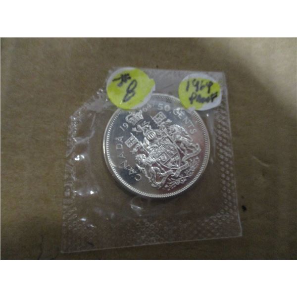 1964 PROOF CAMEO CANADA SILVER HALF DOLLAR