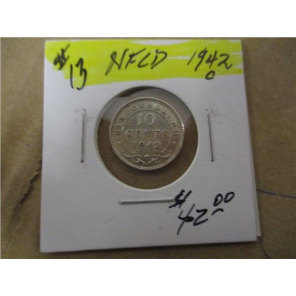 1942C NEWFOUNDLAND SILVER DIME