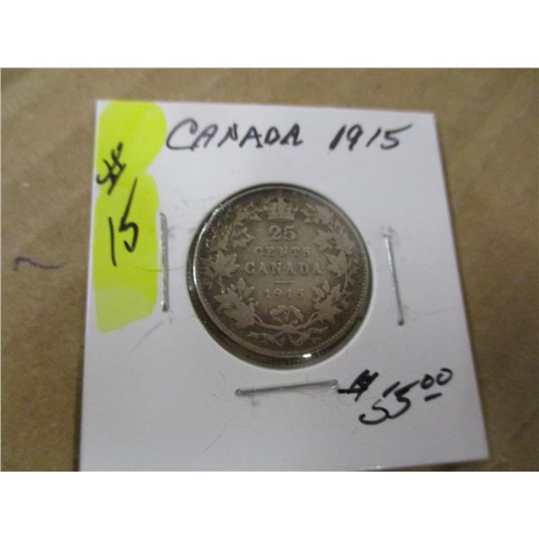 1915 KING GEORGE V KEY DATE SILVER QUARTER