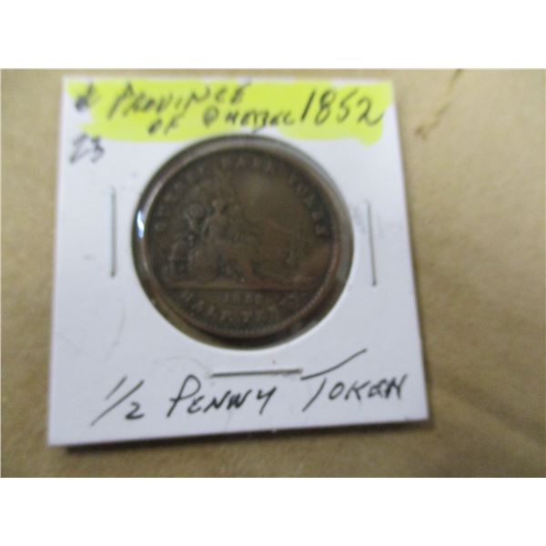 1852 PROVINCE OF QUEBEC PENNY TOKEN
