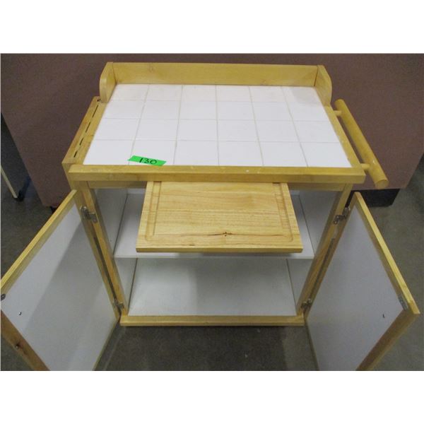 ESTATE:  MICROWAVE STAND C/W KNIFE BLOCK (APPROX. 35 X 35 X 19")