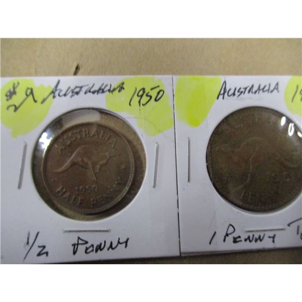 1950 - 1951 AUSTRALIAN HALF & ONE PENNY TOKENS