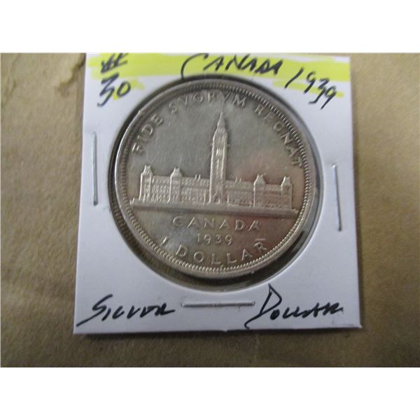 1939 CANADA PARLIAMENT SILVER DOLLAR
