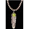 Image 2 : Navajo Sonoran Gold Feather Necklace w/Turquoise [157630]