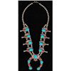 Image 1 : Navajo Squash Blossom Necklace Turquoise & Coral  [157626]