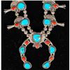 Image 2 : Navajo Squash Blossom Necklace Turquoise & Coral  [157626]