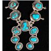 Image 2 : Spectacular Vintage Squash Blossom Necklace & Earrings, Turquoise [179026]