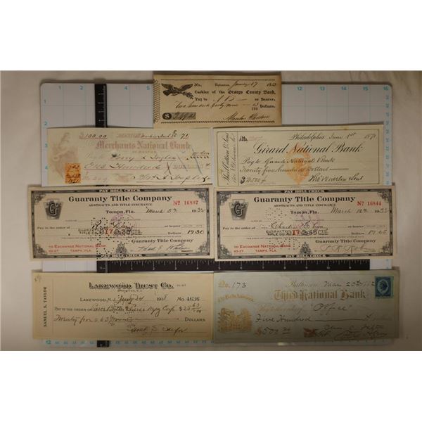 7-VINTAGE CANCELLED BANK CHECKS FROM THE LATE