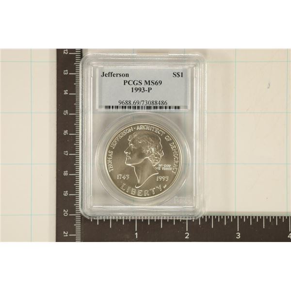 1993-P SILVER US JEFFERSON DOLLAR PCGS MS69