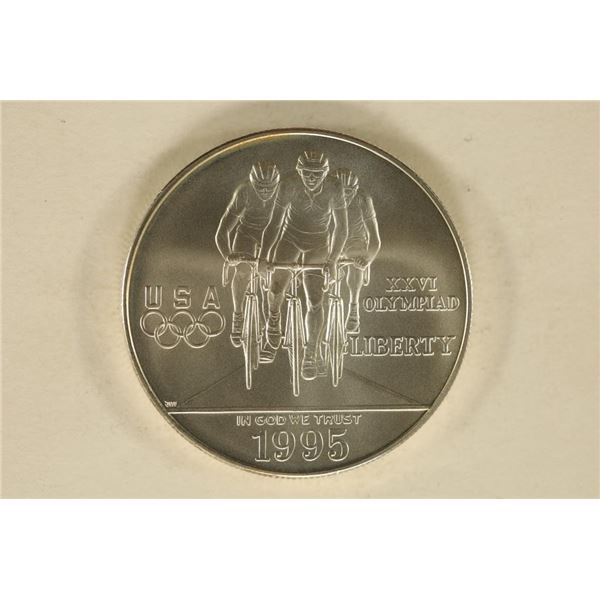 1995-D US UNC SILVER DOLLAR OLYMPIC CYCLING