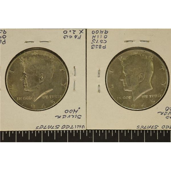 2-1965 40% SILVER JOHN F. KENNEDY HALVES OLD IN