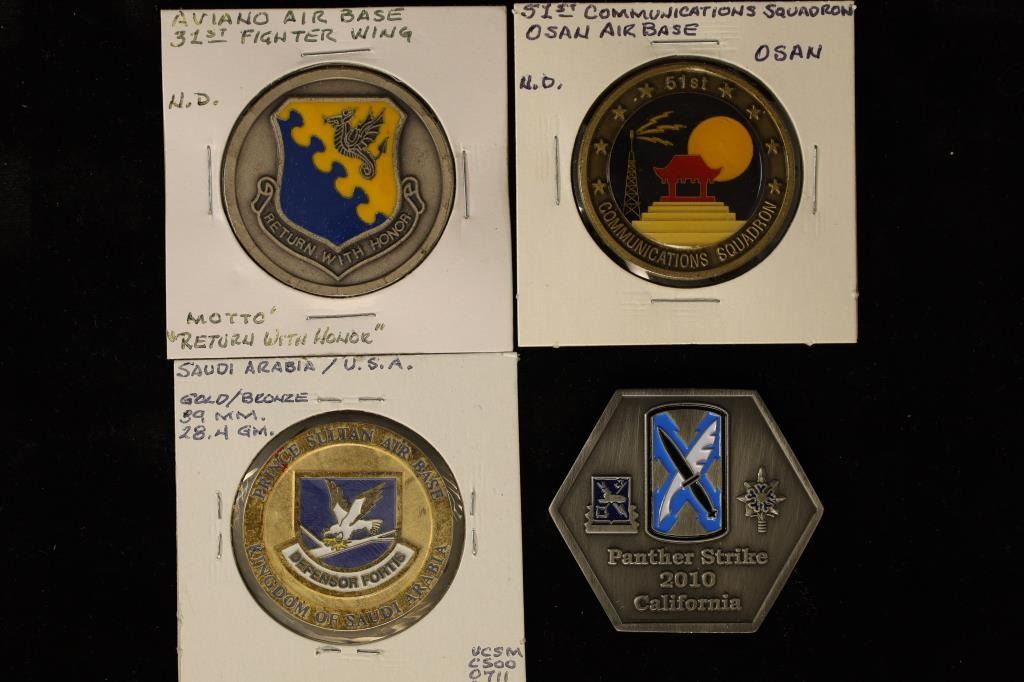 4 US MILITARY CHALLENGE TOKENS AIR BASE 31ST