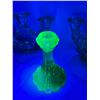 Image 2 : 2 Luminescent Candleabras & 1 Uranium Glass Candlestick