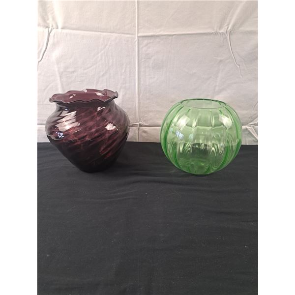 2 Decorative Glass Vases