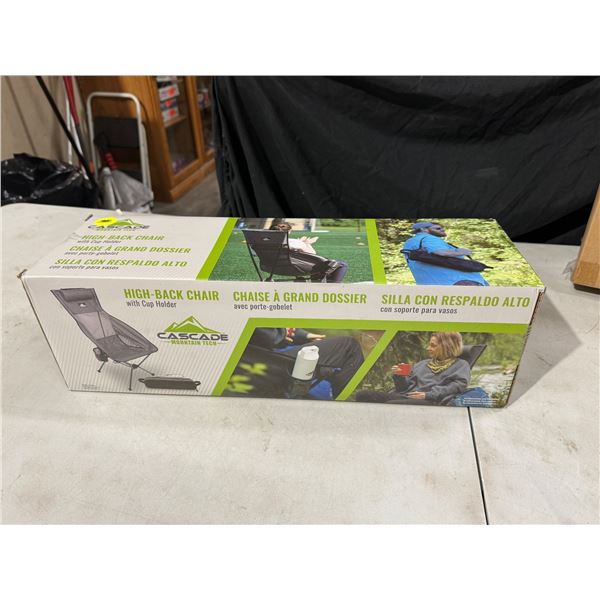 Cascade high back chair with cup holder