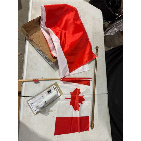 Flags and pole bracket