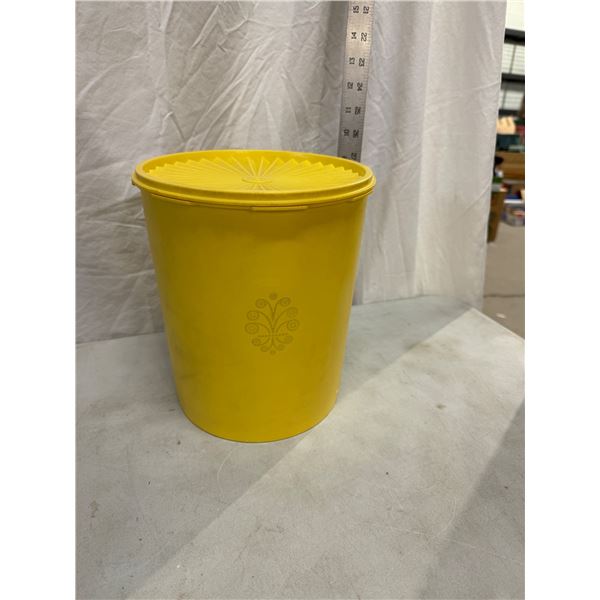 Large yellow Tupperware canister vintage