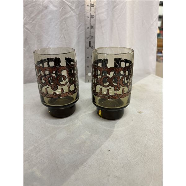 2 culver smoky grey and bronze vintage signed glasses