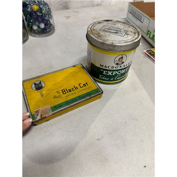 Black cat and Macdonald "export" tins