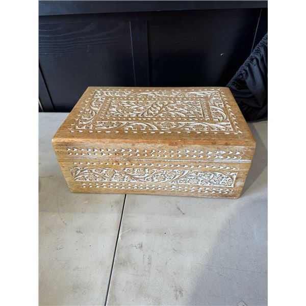 Carved wood box