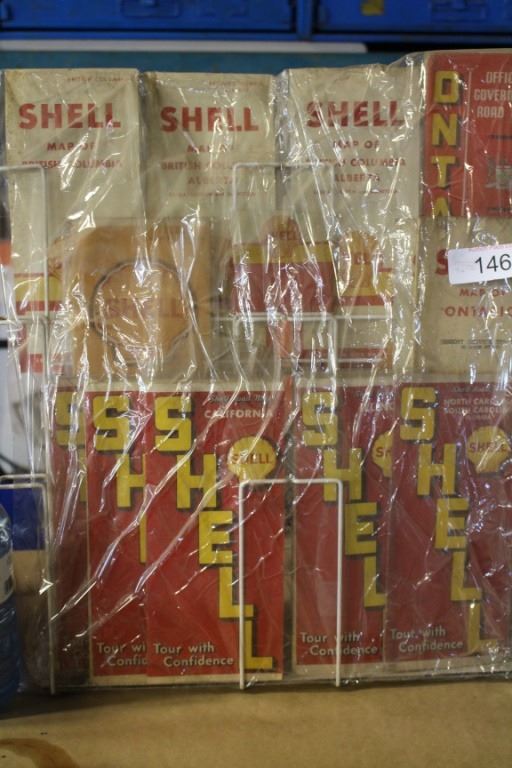 Vintage Shell maps and table top display