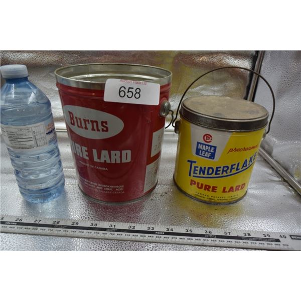 Burns and tenderflake lard metal  cans