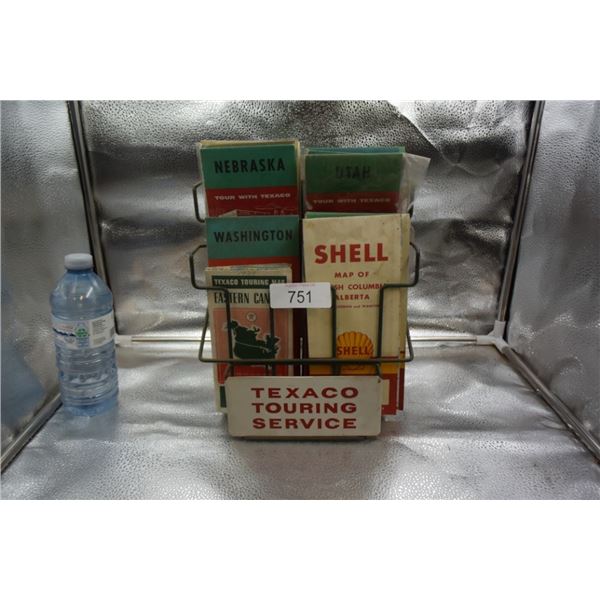 Vintage Texaco touring service rack w/ maps