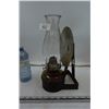 Image 2 : Antique Wall Oil Lamp with Reflector and Holder