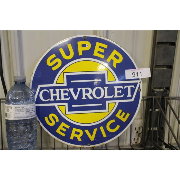 Antique Enamel Super Chevrolet Service sign