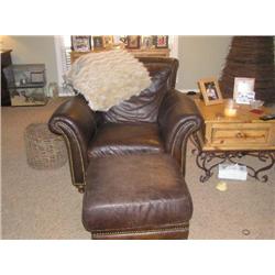 LEATHER CHAIR & OTTOMAN