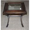 Image 1 : SQUARE WOOD WITH GLASS TOP SIDE TABLE