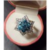 Image 2 : SILVER CZ& BLUE TOPAZ RING (~SIZE 7