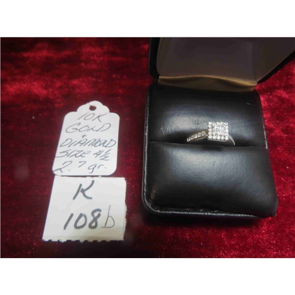 10K White Gold Ring with Diamonds Sz 4.5 - Total Weight 2.7 gr