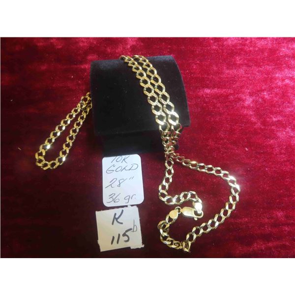 10K Gold 28  Chain - Total Weight 36 gr