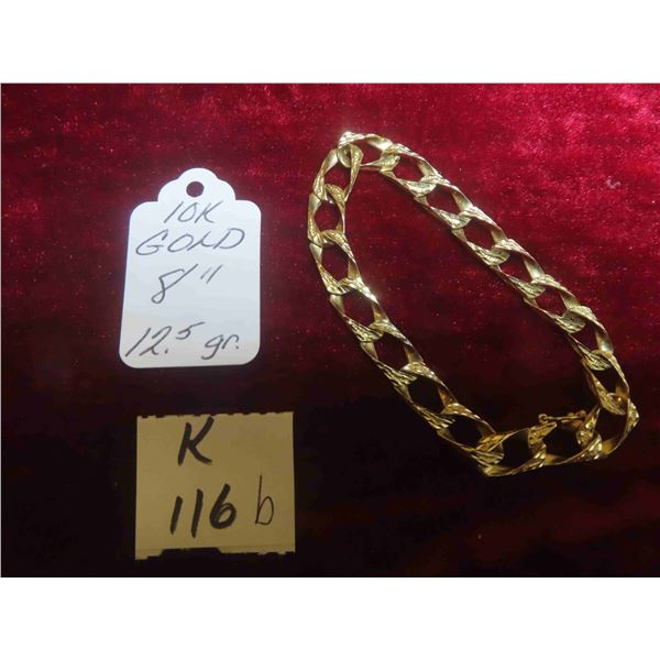 10K Gold 8  Bracelet - Total Weight 12.5 gr