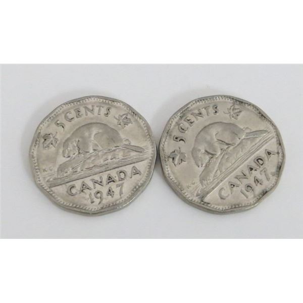 2x Canadian Nickels 1947
