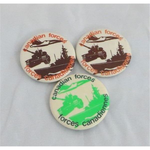 3 Vintage Pinback Buttons Canadian Forces