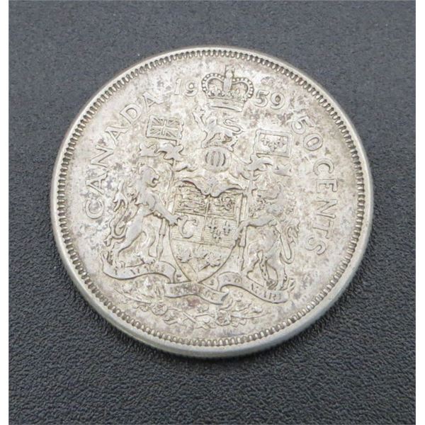 1959 Canadian Silver 50 Cent Coin