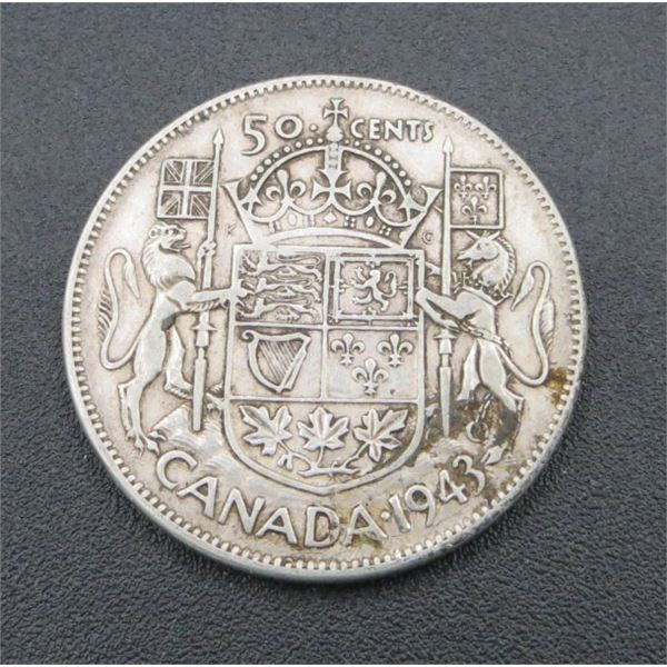 1943 Canadian Silver 50 Cent Coin