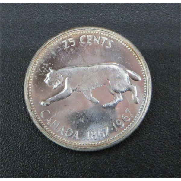 1967 Canadian Silver 25 Cent Coin