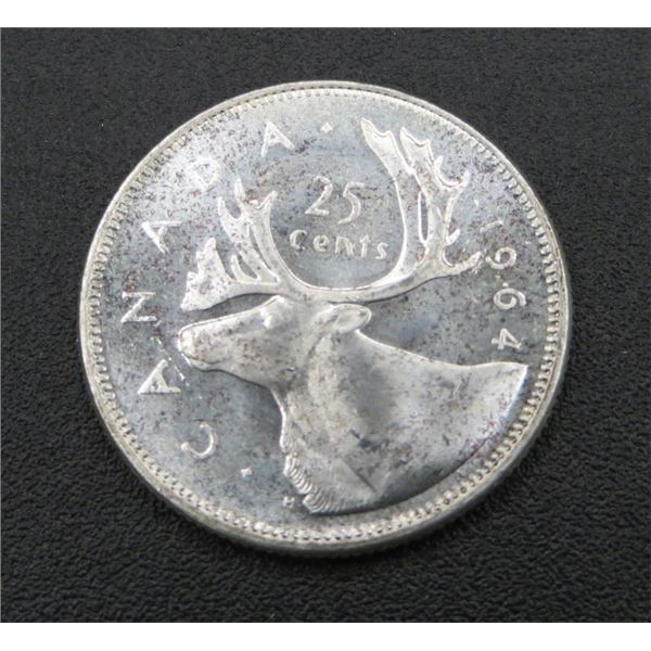 1964 Canadian Silver 25 Cent Coin