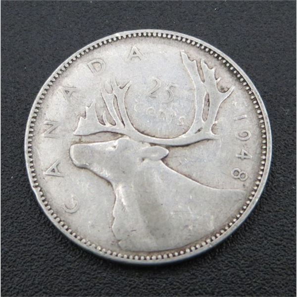 1948 Canadian Silver 25 Cent Coin