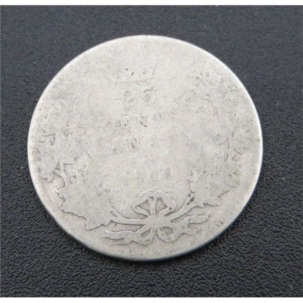 1910 Canadian 25 Cent Silver Coin