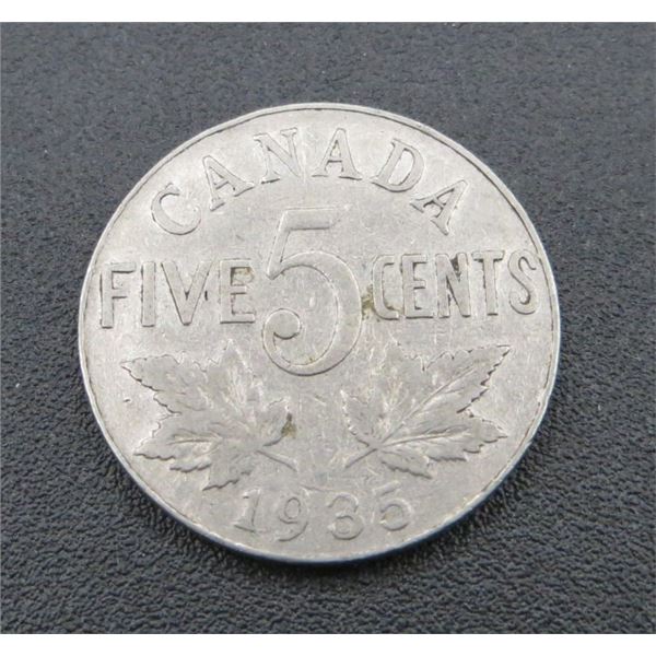 1935 Canadian Nickle 5 Cent Coin