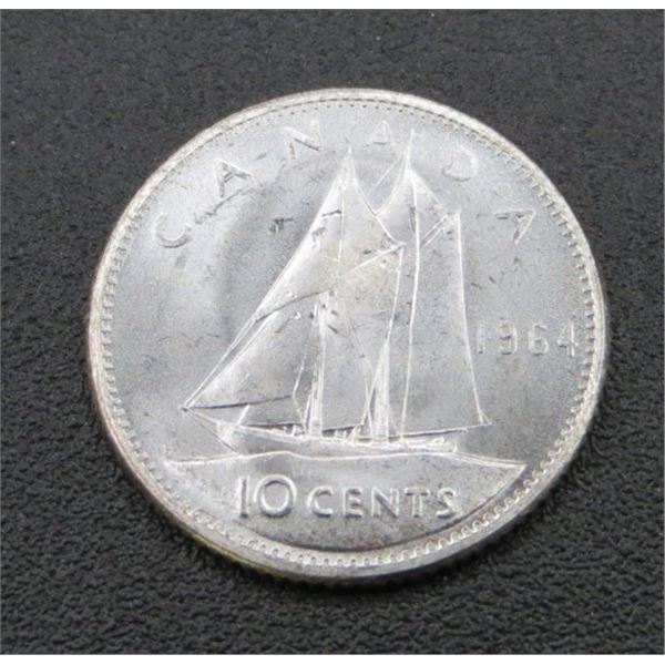 1964 Canadian Silver 10 Cent Coin